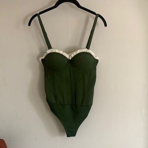 Lovers and Friends Green Corset Style Bodysuit